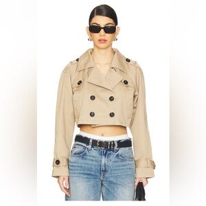 Cropped Tan Trench Jacket - Women